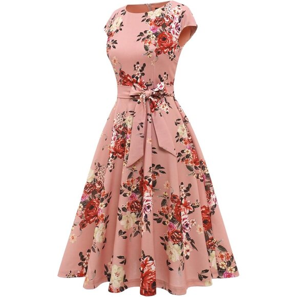 Dresstells Women's Blush Modest Vintage Cocktail Party Formal Wedding Dresses - Picture 3 of 4